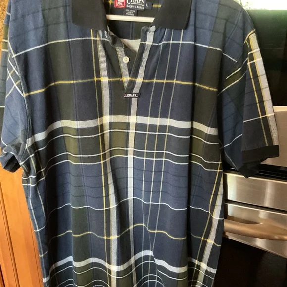 Chaps Ralph Lauren short sleeve preppy plaid polo. Size lg. flannel feel - Picture 6 of 9